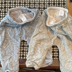 Two pairs of reversible pull on pants for baby boy!